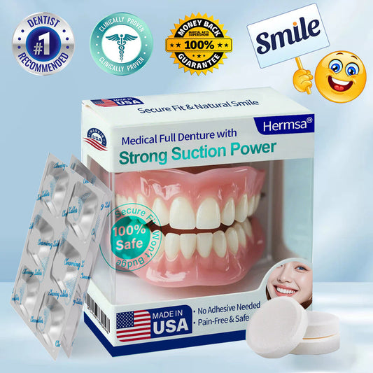 Hermsa® Medical Full Denture with Strong Suction ✅ Made and Shipped from the USA🍀