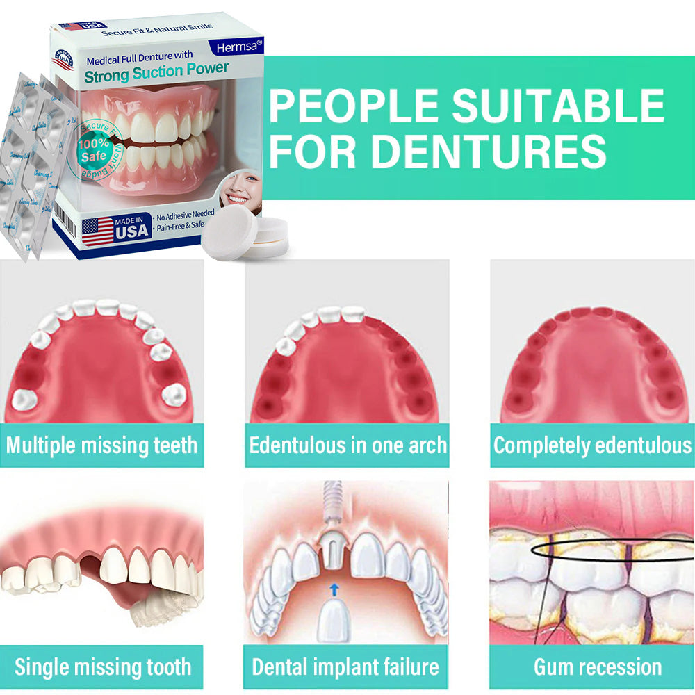 Hermsa® Medical Full Denture with Strong Suction ✅ Made and Shipped from the USA🍀